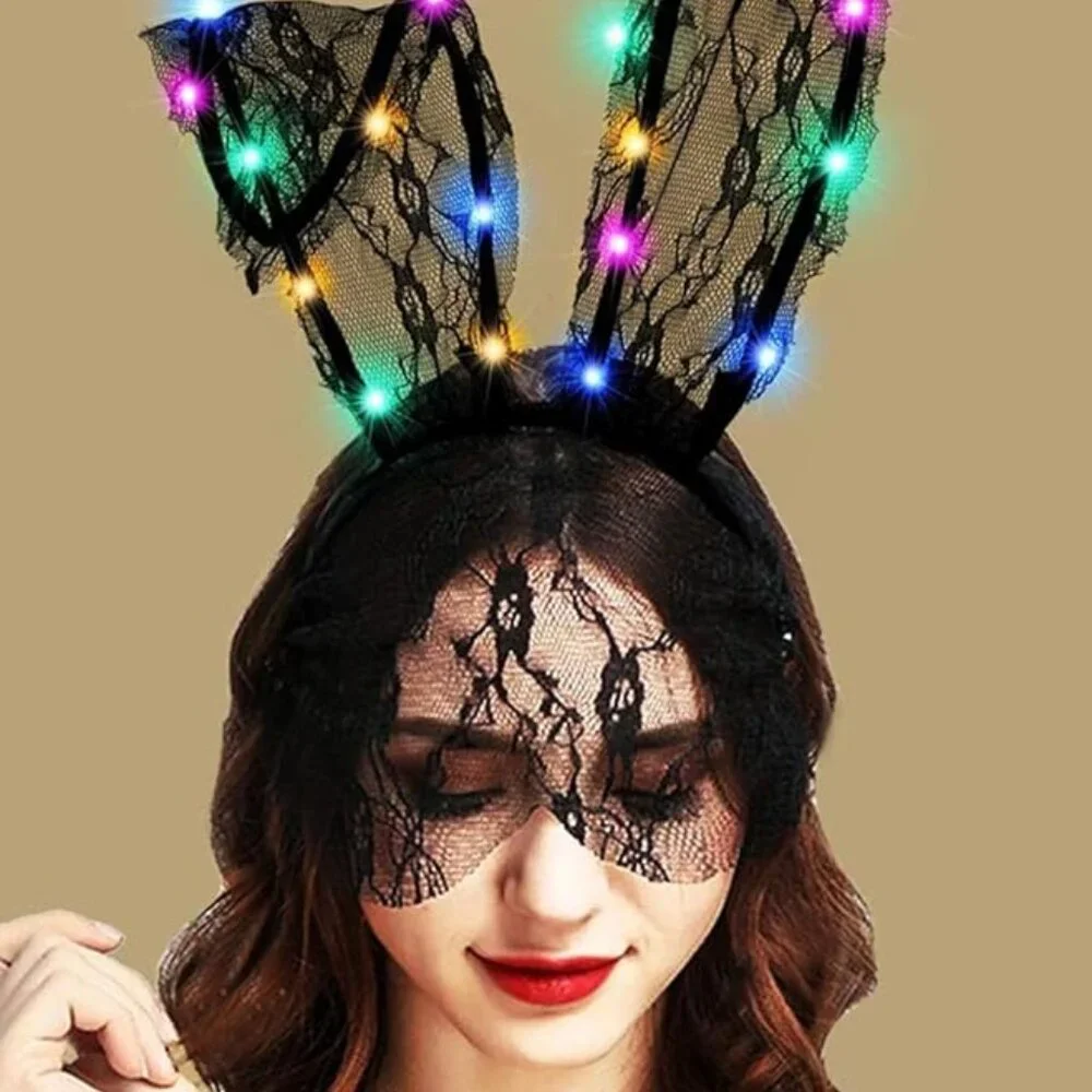 Lace Bunny Ears Light up Headband Halloween